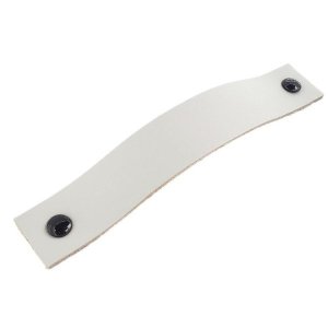 02 Puxadores Full Parafuso - Couro Legítimo Cinza:Preto