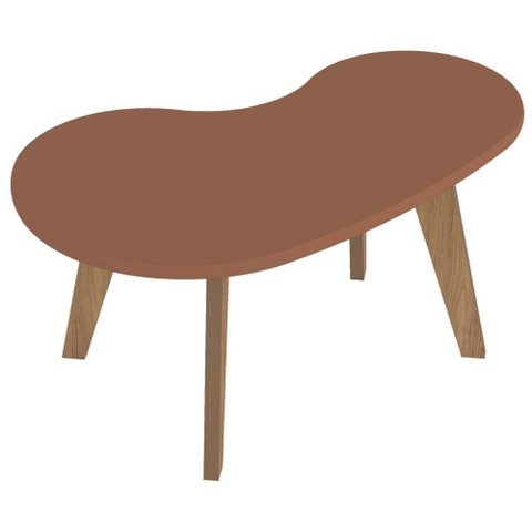 Mesa de Centro Orgânica com Bordas Boleadas Terracota Carvalho