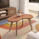 Ver imagem 2 de Mesa de Centro Orgânica com Bordas Boleadas Terracota Carvalho