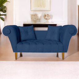 Namoradeira Recamier Sofá Decorativo 02 Lugares Dubai Corino Azul Marinho - Incasa Decor - 2