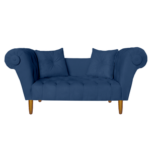 Namoradeira Recamier Sofá Decorativo 02 Lugares Dubai Corino Azul Marinho - Incasa Decor