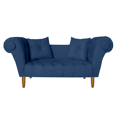 Namoradeira Recamier Sofá Decorativo 02 Lugares Dubai Corino Azul Marinho - Incasa Decor