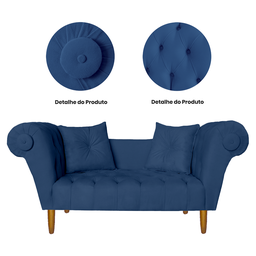 Namoradeira Recamier Sofá Decorativo 02 Lugares Dubai Corino Azul Marinho - Incasa Decor - 5