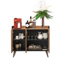 Ver imagem 4 de Aparador Buffet Pés Palito Retrô 3 Portas Valzer Cor Preto / Freijó - Comprar Moveis em Casa