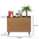 Ver imagem 2 de Aparador Buffet Pés Palito Retrô 3 Portas Valzer Cor Preto / Freijó - Comprar Moveis em Casa