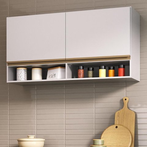 Armário de Cozinha Aéreo 105cm 2 Portas e Nichos Veneza Multimóveis Mp2259