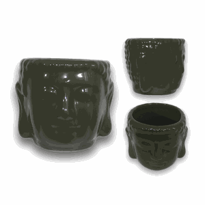 VASO CACHEPOT CABEÇA DE BUDA G CASA E DECORAÇÃO TIBETANO:VERDE MUSGO