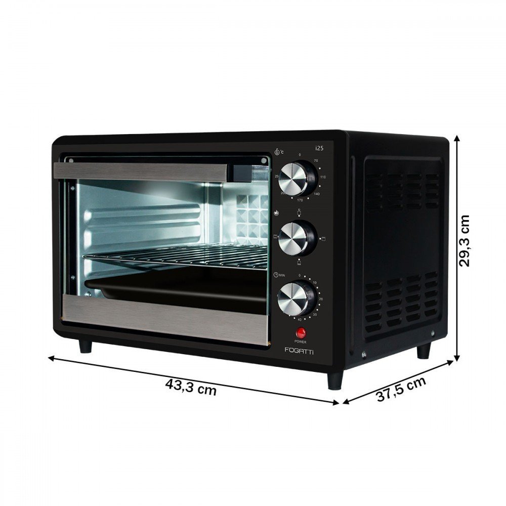 Forno Elétrico de Bancada 127v 25 Litros Preto I25 - Fogatti - 4