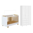 Ver imagem 2 de Quarto de Bebê com Guarda-Roupa 3 Portas e Berço 4 em 1 Minicama 100% MDF Mike Espresso Móveis Branc