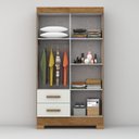 Ver imagem 5 de Guarda-Roupa Solteiro 4 Portas, 2 Gavetas e Pés Olímpio Cinamomo/Off White