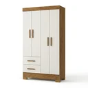 Ver imagem 2 de Guarda-Roupa Solteiro 4 Portas, 2 Gavetas e Pés Olímpio Cinamomo/Off White