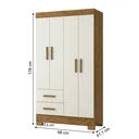 Ver imagem 3 de Guarda-Roupa Solteiro 4 Portas, 2 Gavetas e Pés Olímpio Cinamomo/Off White