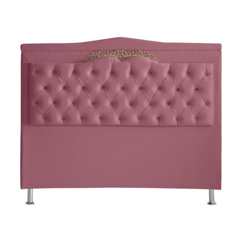 Cabeceira de Cama Box Helena Casal 140 Cm Capitonê Retro Botão Encapados Suede Rosa Bebê Eli Móveis