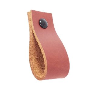 02 Puxadores Doko Parafuso - Couro Legítimo Mogno:Preto