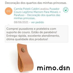 02 Puxadores Doko Parafuso - Couro Legítimo Marrom:Branco - 6