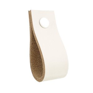 02 Puxadores Doko Parafuso - Couro Legítimo Creme:Branco