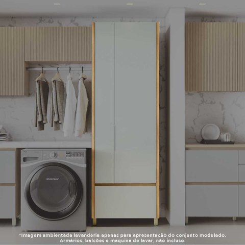 Armario Lavanderia 2 Portas 2 Gavetas Nesher 70cm 100 MDF