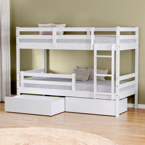 Beliche Infantil Dreams com 02 Gavetas e Grade de Proteção Madeira Maciça Branco Megamobilia