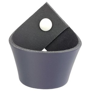 02 Puxadores Coxi Parafuso - Couro Legítimo Azul Marinho:Branco