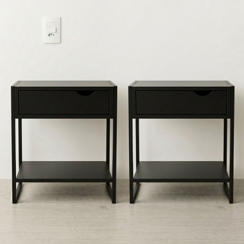 Mesa Cabeceira Gaveta Apoio Cama Quarto Kit 2 Und. Mordomo