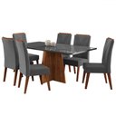 Ver imagem 2 de Mesa de Jantar 6 Lugares Stilo com Vidro Mel/grafite/veludo Cinza - Viero Móveis