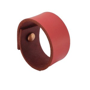 02 Puxadores Bols Parafuso - Couro Legítimo Vermelho:Cobre