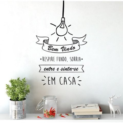 Adesivo de Parede Decorativo Frase Bem-vindo com Lâmpada