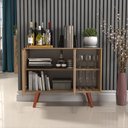 Ver imagem 5 de Aparador Buffet Balcão 2 Portas e 2 Nichos Retrô para Sala de Jantar Laminado com Off White