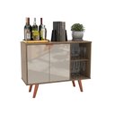 Ver imagem 4 de Aparador Buffet Balcão 2 Portas e 2 Nichos Retrô para Sala de Jantar Laminado com Off White