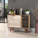 Ver imagem 6 de Aparador Buffet Balcão 2 Portas e 2 Nichos Retrô para Sala de Jantar Laminado com Off White