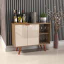 Ver imagem 7 de Aparador Buffet Balcão 2 Portas e 2 Nichos Retrô para Sala de Jantar Laminado com Off White