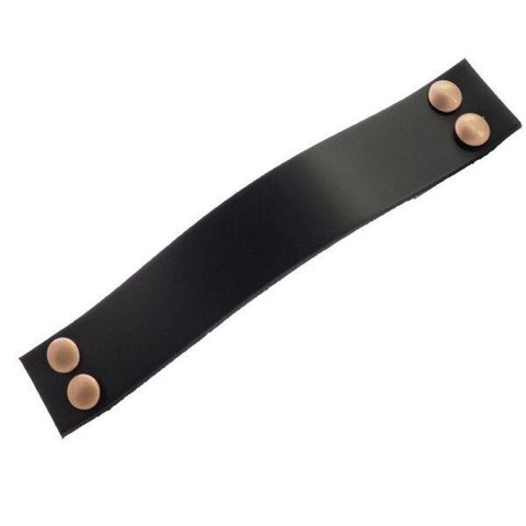 02 Puxadores Four 4 Parafusos - Couro Legítimo Preto:Cobre