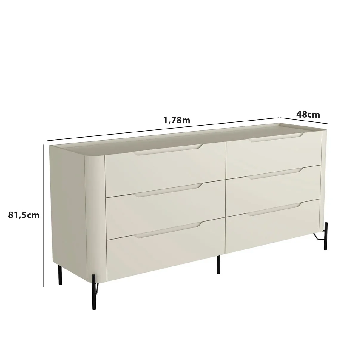 Cômoda com 6 Gavetas em Mdf – 178x81,5x48 Cm – Acabamento premium - 3