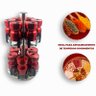 Jogo Porta Temperos Condimento Giratório Inox Vidro Vermelho - Vermelho - 3