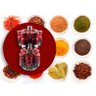 Jogo Porta Temperos Condimento Giratório Inox Vidro Vermelho - Vermelho - 6