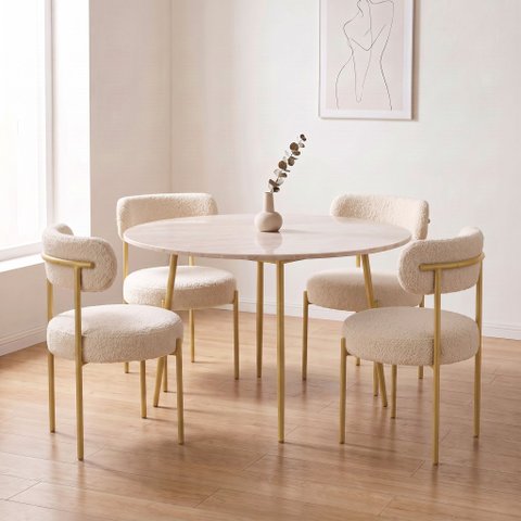 Cadeira Sala de Jantar Margara Kit 4 Aço Dourado Bouclê Ted D03 - D'Rossi