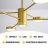 Lustre Galáxia Led Pendente Moderno Bivolt 6 Hastes Luminaria Teto Dourado Brinovar - 9