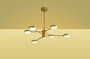 Ver mais imagens de Lustre Galáxia Led Pendente Moderno Bivolt 6 Hastes Luminaria Teto Dourado Brinovar