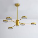 Ver imagem 7 de Lustre Galáxia Led Pendente Moderno Bivolt 6 Hastes Luminaria Teto Dourado Brinovar