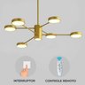 Lustre Galáxia Led Pendente Moderno Bivolt 6 Hastes Luminaria Teto Dourado Brinovar - 10