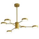 Ver imagem 1 de Lustre Galáxia Led Pendente Moderno Bivolt 6 Hastes Luminaria Teto Dourado Brinovar
