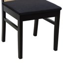 Ver mais imagens de Cadeira Pérola Madeira Maciça com Telinha - Preto Assento Estofado Linho Preto Textura