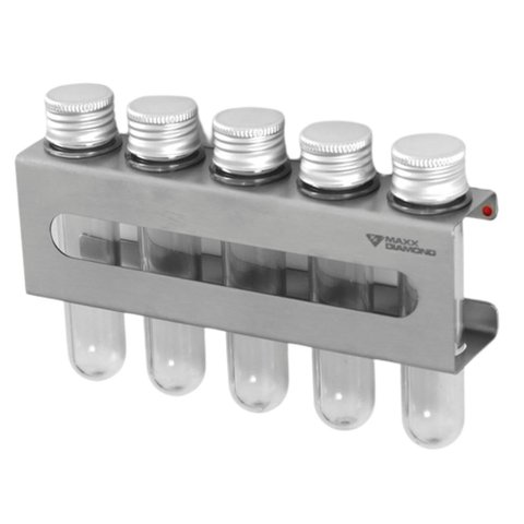 Suporte Porta Temperos Inox com 5 Tubetes - com Dupla Face