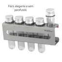 Ver imagem 2 de Suporte Porta Temperos Inox com 5 Tubetes - com Dupla Face