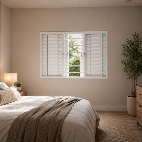 Janela Veneziana de Alumínio 6 Folhas com Grade 1,50x1,00m Branco