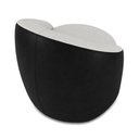 Ver imagem 7 de Poltrona Sala Orgânica Kit 2 Lua Giratória Sintético Pu Preto/linho Cinza D03 - D’Rossi