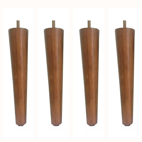 Kit 4 Pé Palito 30cm para Sofá, Puff, Poltrona Castanho