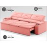 Sofá com Porta Copos Retrátil e Reclinável Pop 2,05m Velosuede Rose - Netsofas - 3