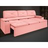 Sofá com Porta Copos Retrátil e Reclinável Pop 2,05m Velosuede Rose - Netsofas - 1