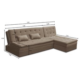Sofá Cama King 5 Lugares 2,70m Alice Suede Cappuccino Adonai Estofados - 5